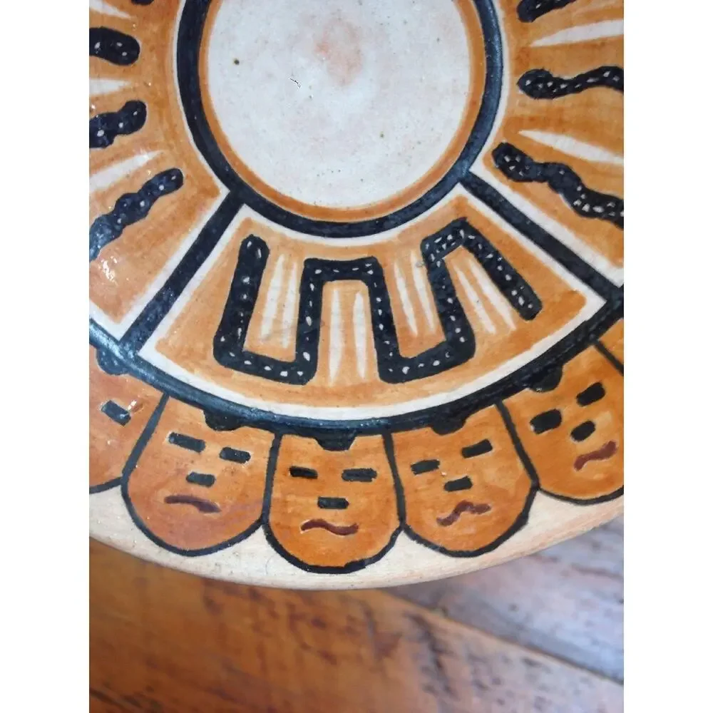 Vtg Lima Peru Centro Artesanal de Varones Painted Pottery Wall Hanging Plate